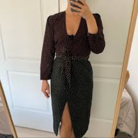 Zara Woman Polka Dot Wrap Dress. Size XL. EUC. Like New. Long Sleeve. Midi. - Picture 8 of 8